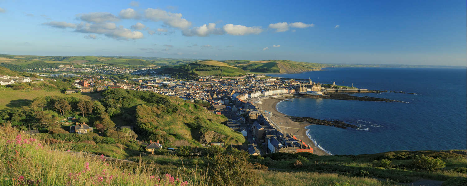 view over Aberystwyth coastline
