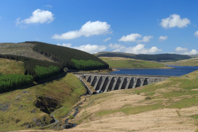 View down the valley at Nant yr Arian bike path